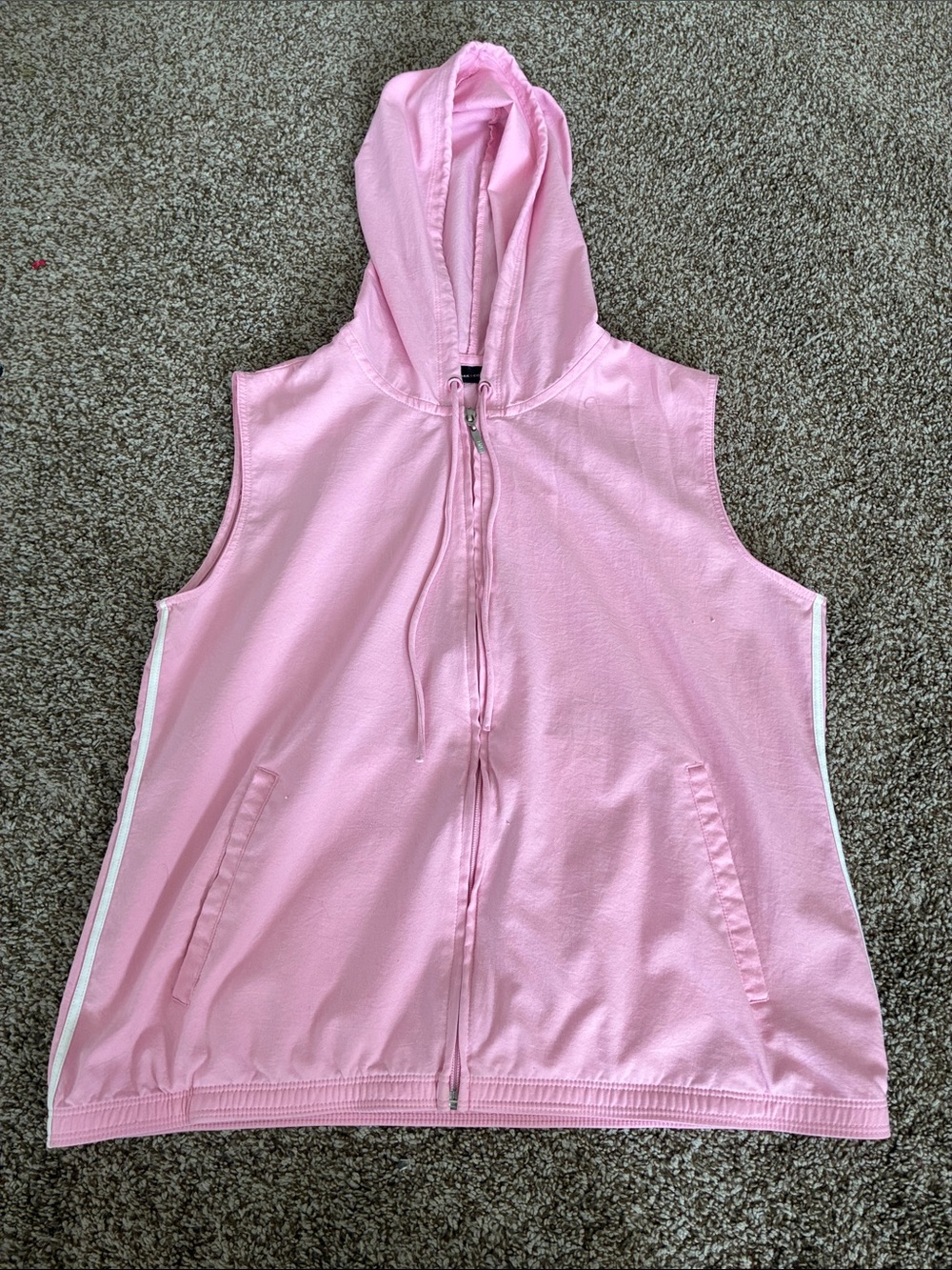 Sleeveless Hooded Zip Front Top - Pink